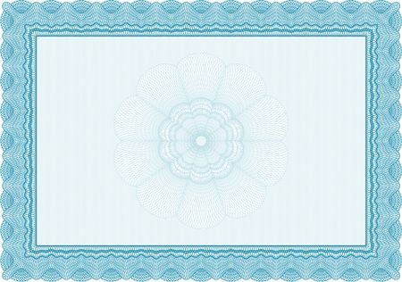 Light blue Diploma. With background. Good design. Border, frame. 