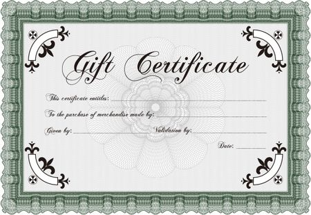 Gift certificate. Nice design. Detailed. Easy to print. 
