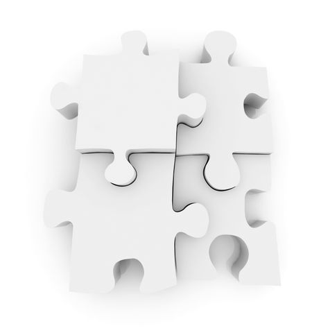 Pieces of a jigsaw puzzle isolated over a white background