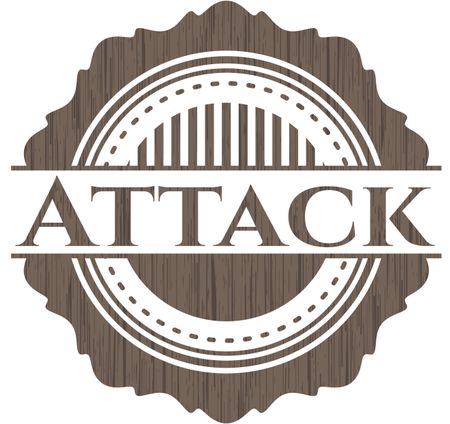 Attack badge with wooden background