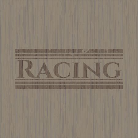 Racing retro style wooden emblem
