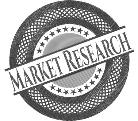 Market Research emblem draw with pencil effect