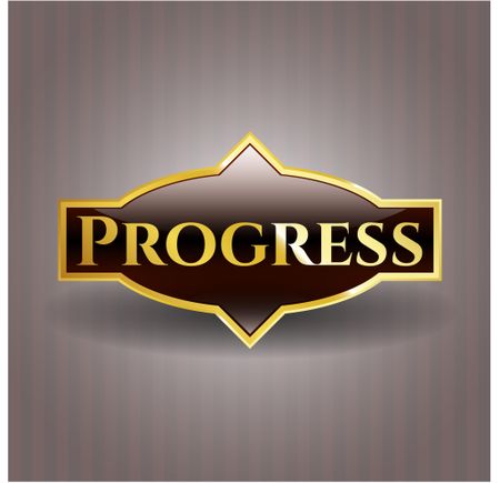 Progress gold badge or emblem