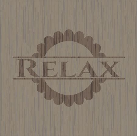 Relax badge with wood background