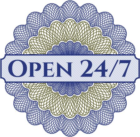 Open 24/7 money style rosette
