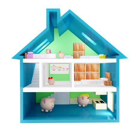 Piggybank house isolated over a white background