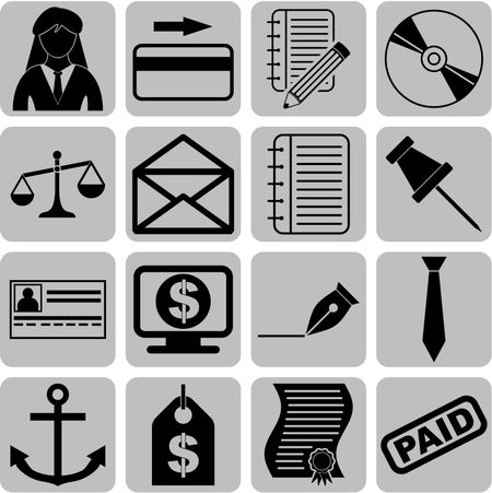 business icon set. 16 icons total. Universal and Standard Icons.