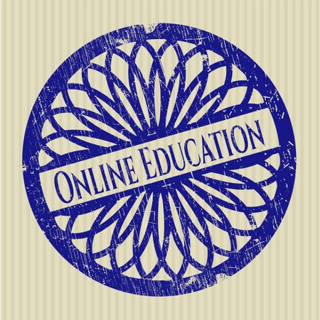 Online Education rubber seal with grunge texture