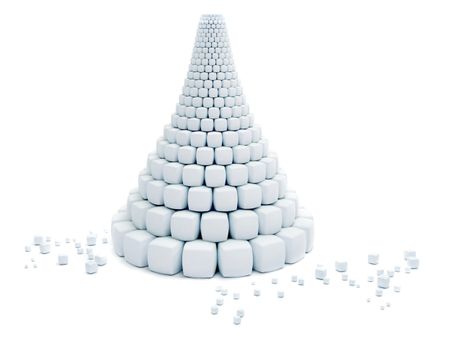 Christmas tree made with snow cubes isolated over a white background