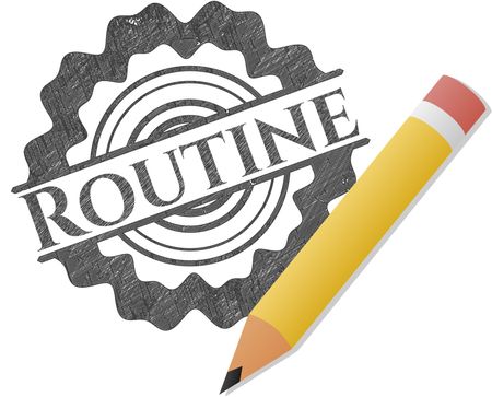 Routine emblem with pencil effect