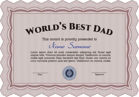 World's Best Father Award Template. Excellent design. With complex background. Customizable, Easy to edit and change colors. 