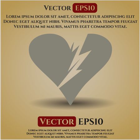 broken heart icon vector symbol flat eps jpg app web