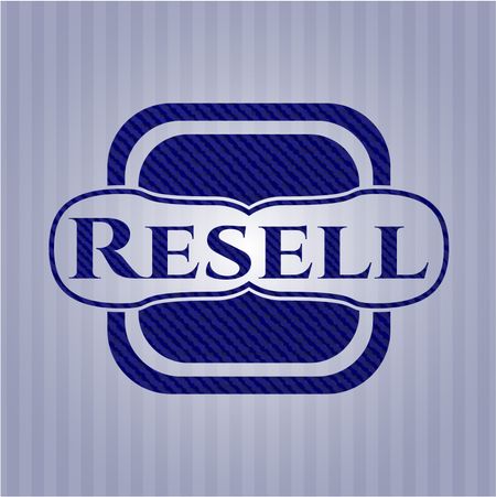 Resell emblem with denim high quality background