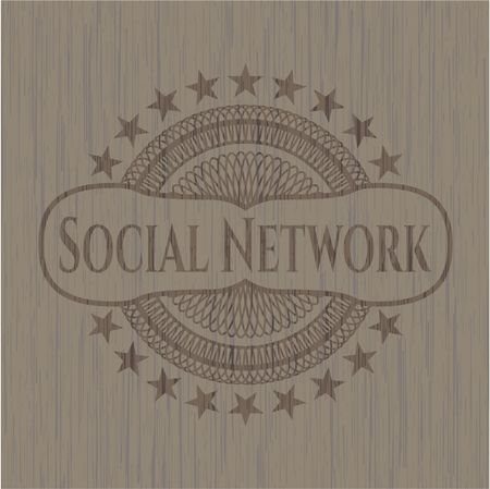 Social Network realistic wooden emblem