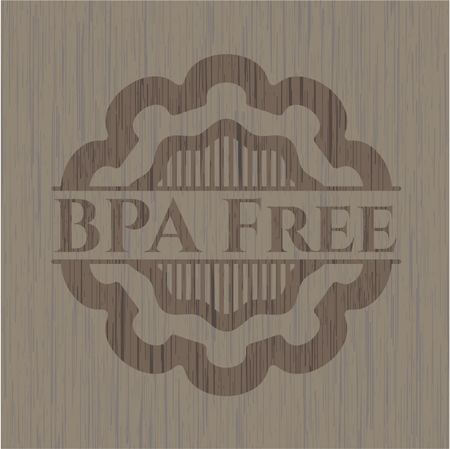BPA Free badge with wooden background
