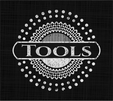 Tools chalk emblem, retro style, chalk or chalkboard texture