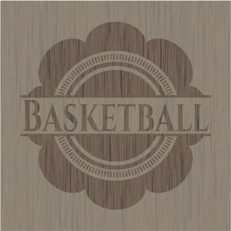 Basketball realistic wooden emblem