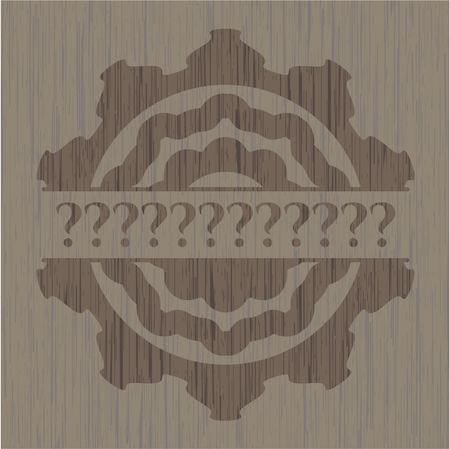 Question Mark badge with wood background