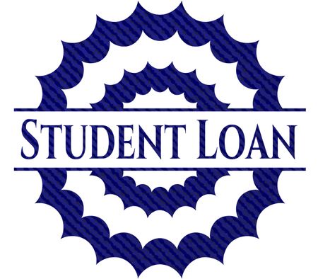 Student Loan badge with denim background