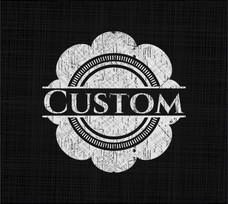 Custom chalkboard emblem on black board