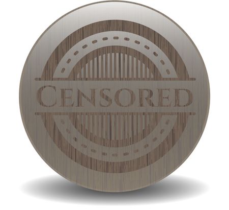 Censored retro style wooden emblem