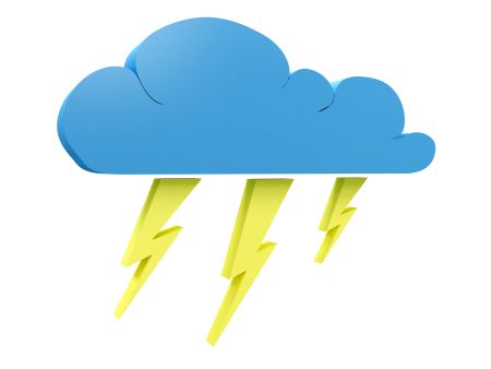storm cloud with lightining isolated over a white background