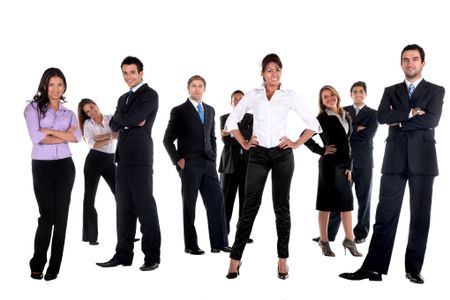 Fullbody business group isolated over a white background