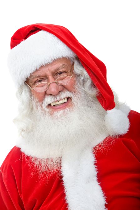 Santa Claus portrait smiling isolated over a white background