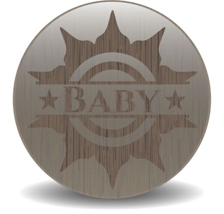 Baby wooden emblem. Vintage.