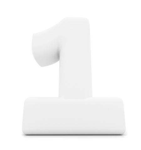 number one in 3D isolated over a white background