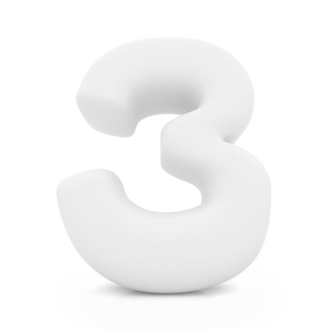 Number 3 in 3D isolated over a white background