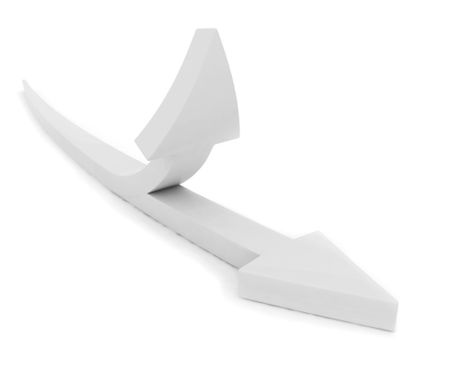 Arrows splitting isolated over a white background