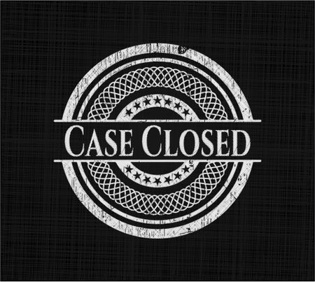Case Closed chalkboard emblem written on a blackboard