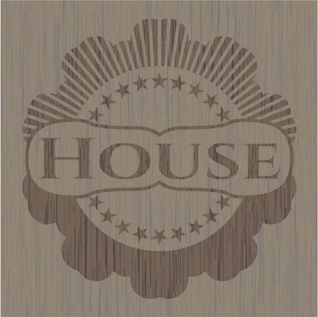 House retro style wooden emblem