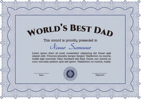 Award: Best Father in the world. With great quality guilloche pattern. Sophisticated design. 