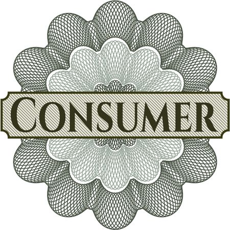 Consumer inside money style emblem or rosette