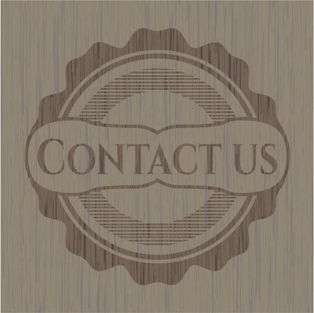 Contact us wood icon or emblem