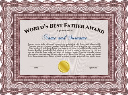 World's Best Father Award. Detailed. With background. Cordial design. 