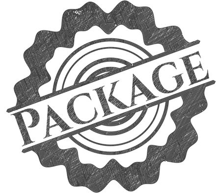 Package emblem with pencil effect