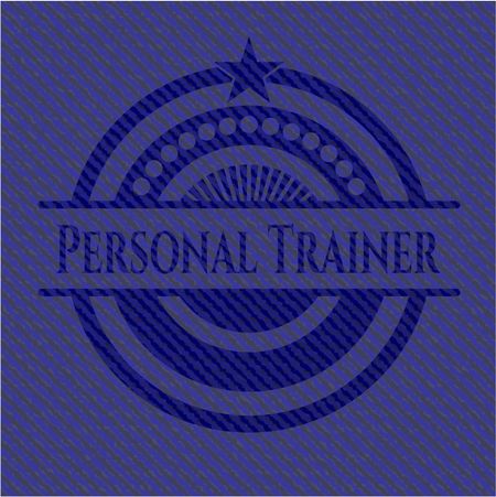 Personal Trainer emblem with jean background