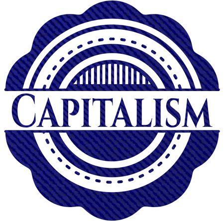 Capitalism badge with denim texture