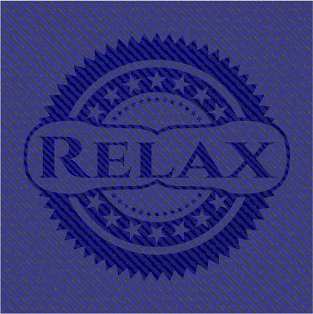 Relax emblem with jean background
