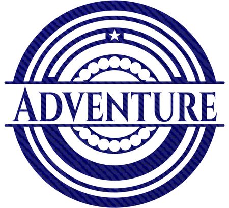 Adventure emblem with denim high quality background