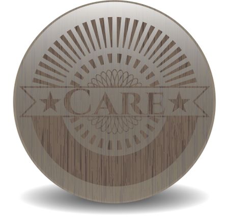 Care wooden emblem. Retro