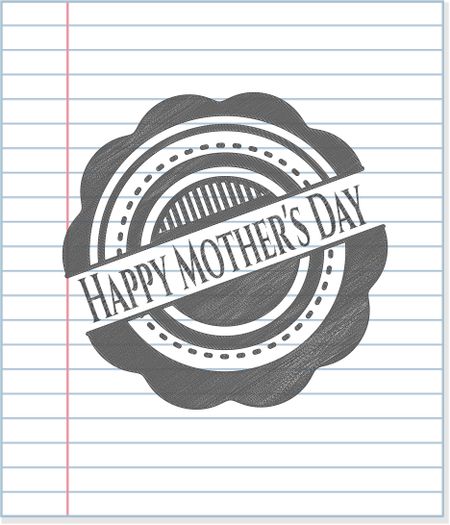 Happy Mother's Day emblem with pencil effect