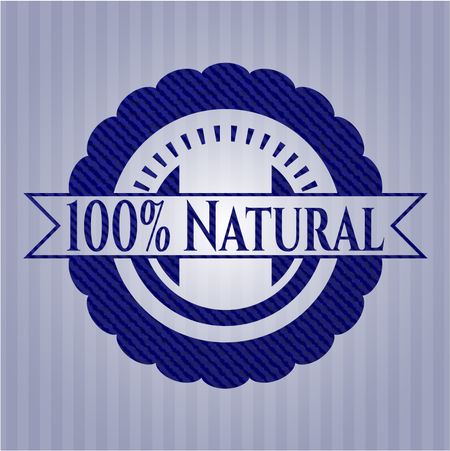 100% Natural badge with denim texture