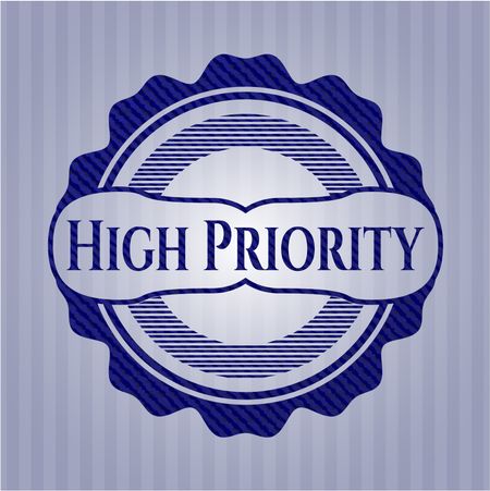 High Priority badge with denim background