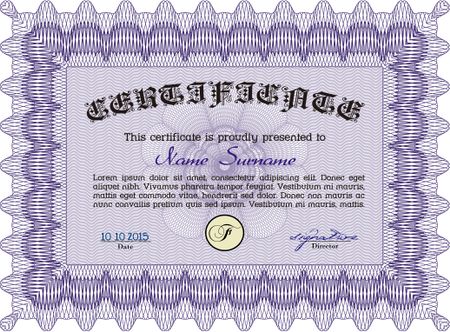Certificate template or diploma template. Complex background. Beauty design. Vector pattern that is used in currency and diplomas. color.