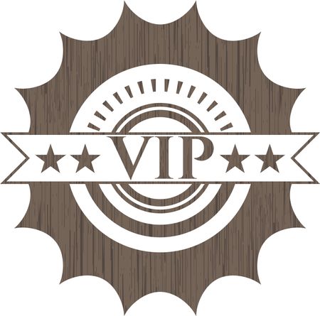 VIP retro style wooden emblem