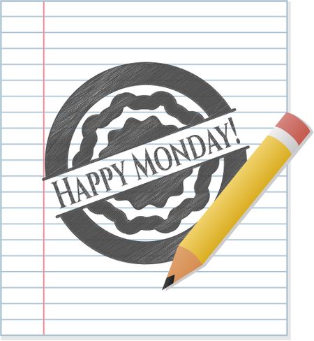 Happy Monday! pencil strokes emblem